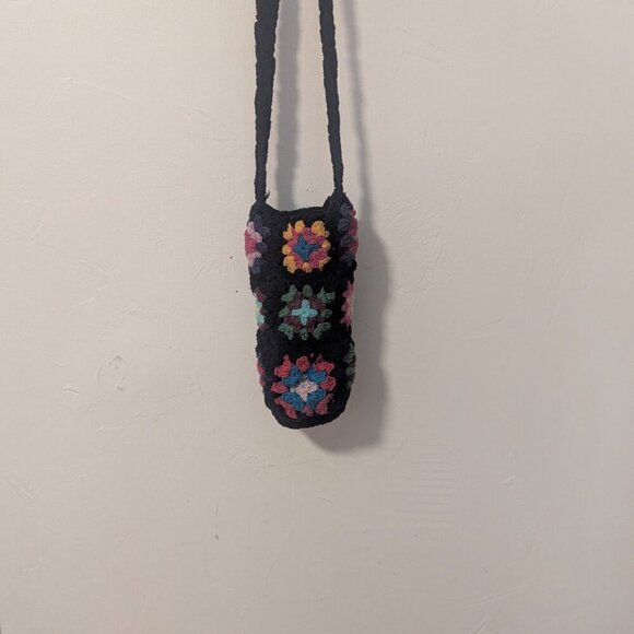 Festival Crochet Granny Square Bag Water Bottle Crossbody Boho Rainbow Hippie - Picture 3 of 9